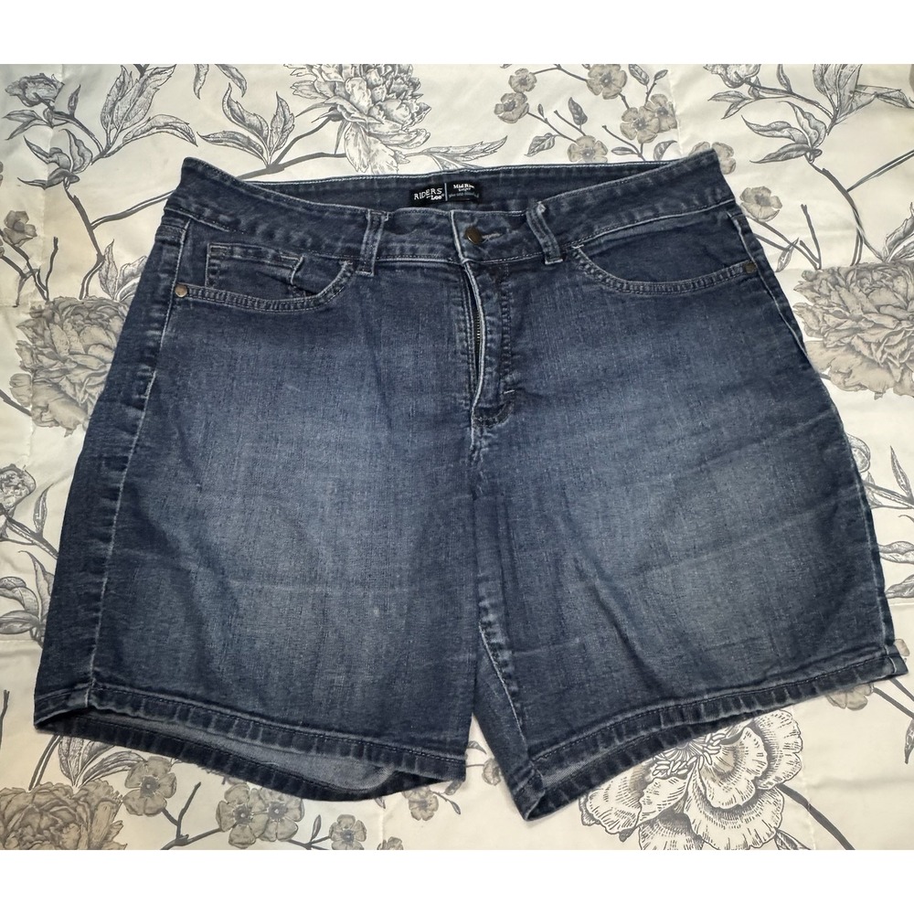 Riders by Lee Mid Rise Short Blue Denim Super Soft Stretch Size 16